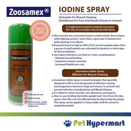 Zoosamex (Aerosol) Wound Dressing Spray For Animals/Pets 375ml (WITH BUBBLE WRAP)