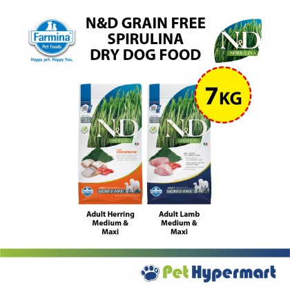 Farmina Natural & Delicious N&D Spirulina Dog MEDIUM MAXI KIBBLE Grain Free 7 kg